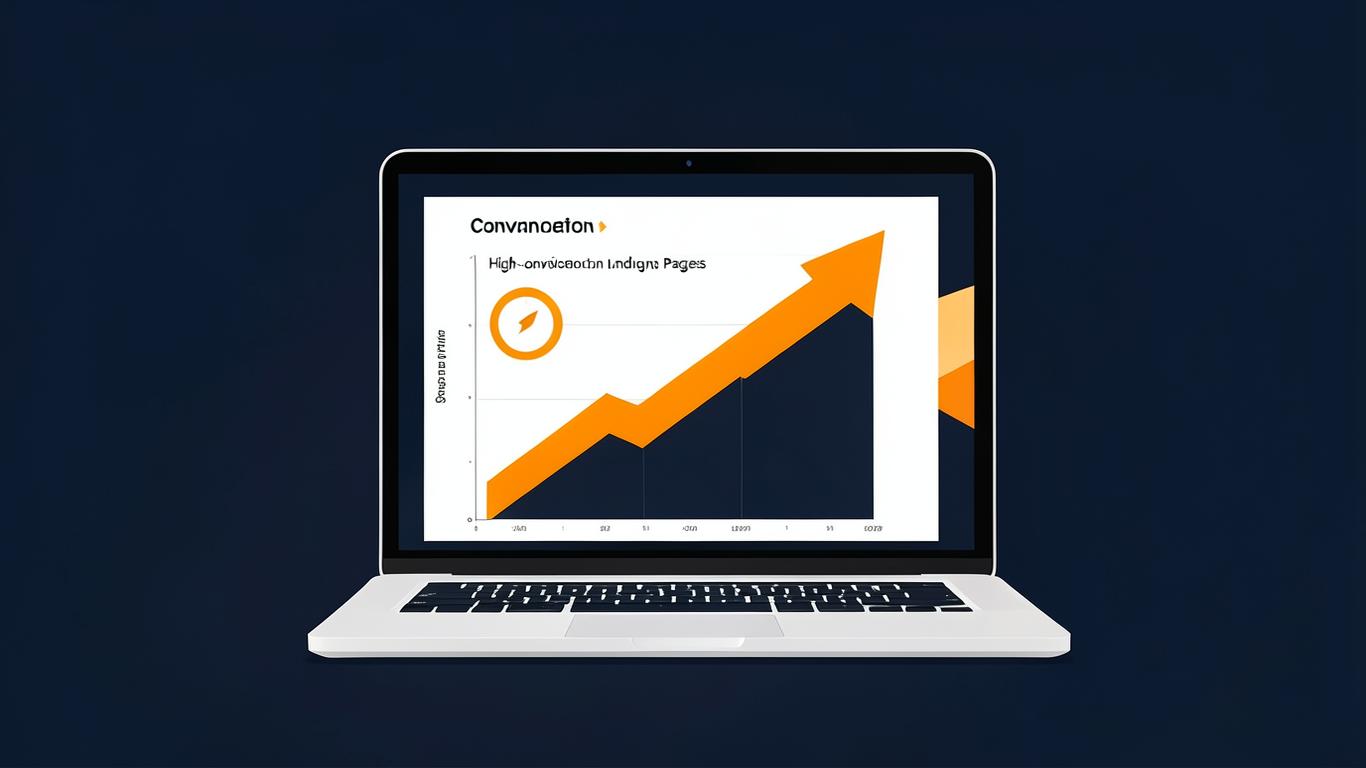 Landing page rápida em celular com medidor de velocidade e funil de conversão