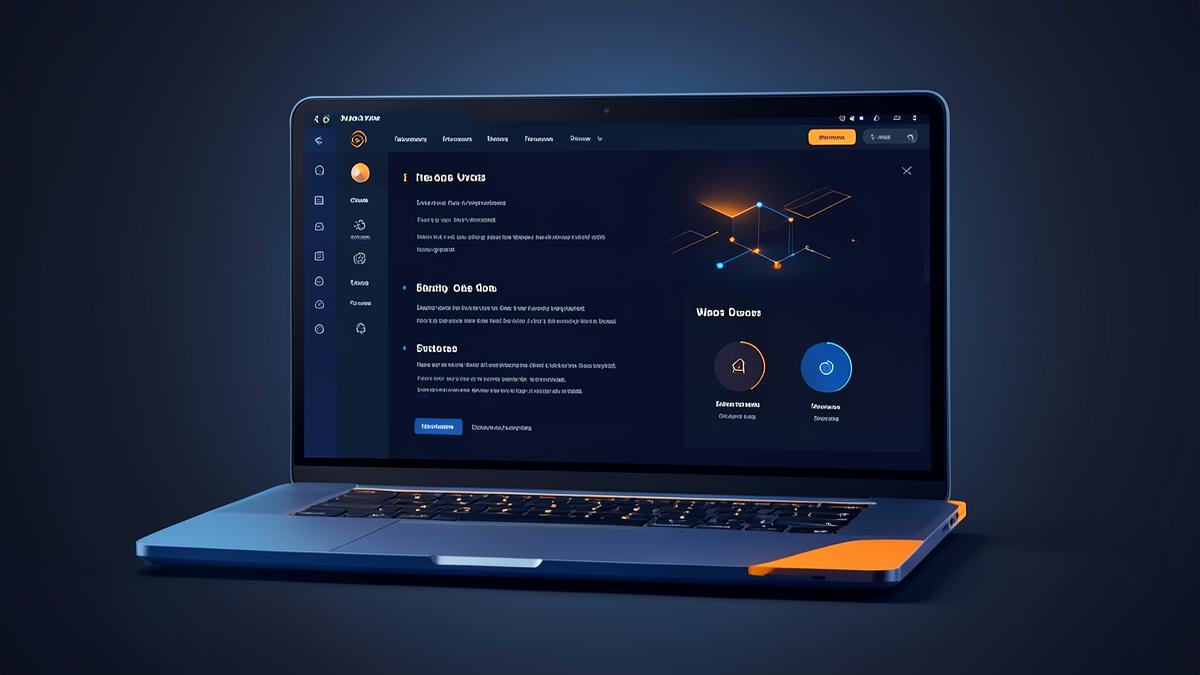 Painel de um sistema web sob medida em um notebook
